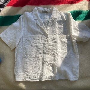 Everlane White Linen Button-Up Blouse